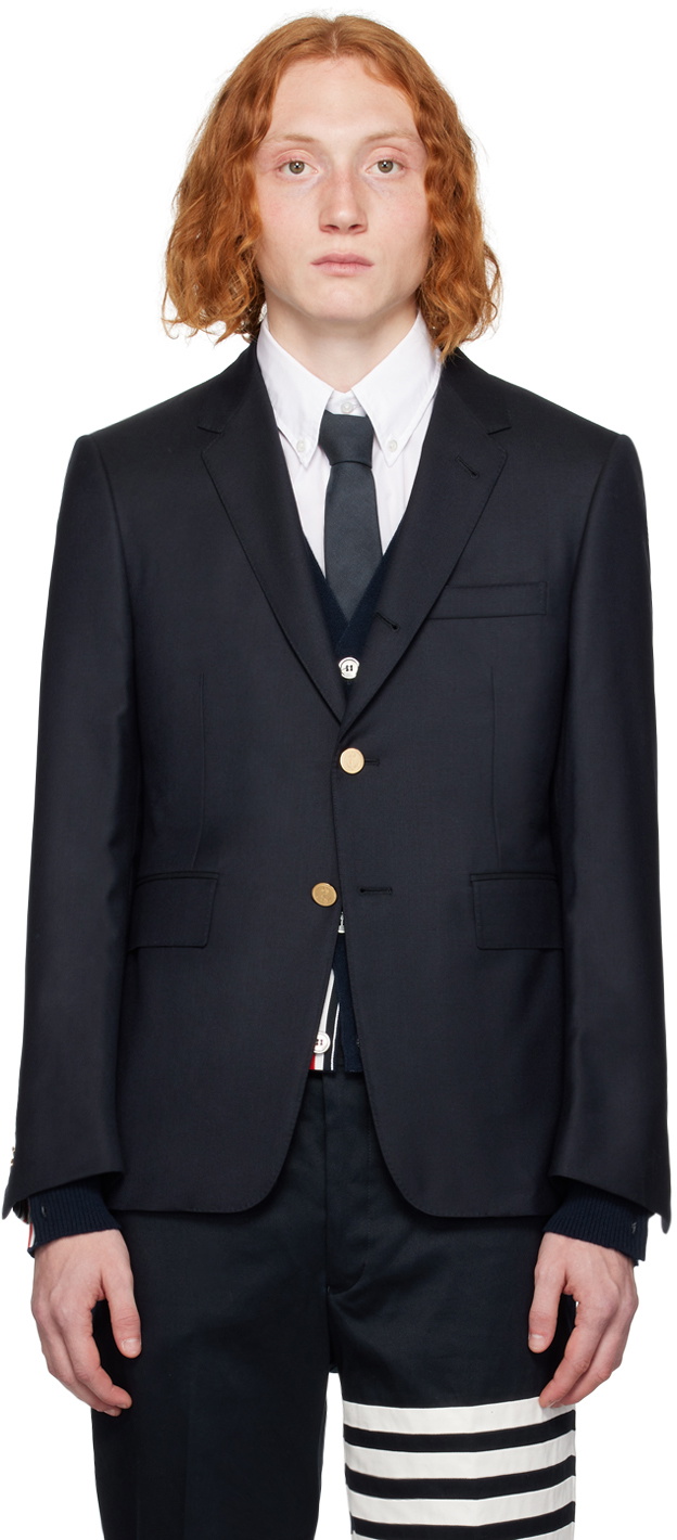 Thom Browne Thom Browne Navy pinstripe wool blazer main image 1