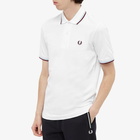 Fred Perry Authentic Men's Reissues Original Twin Tipped Polo Shirt in White/Ice/Maroon