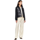 Moncler Navy Zip Up Cotton Fleece Down Cardigan