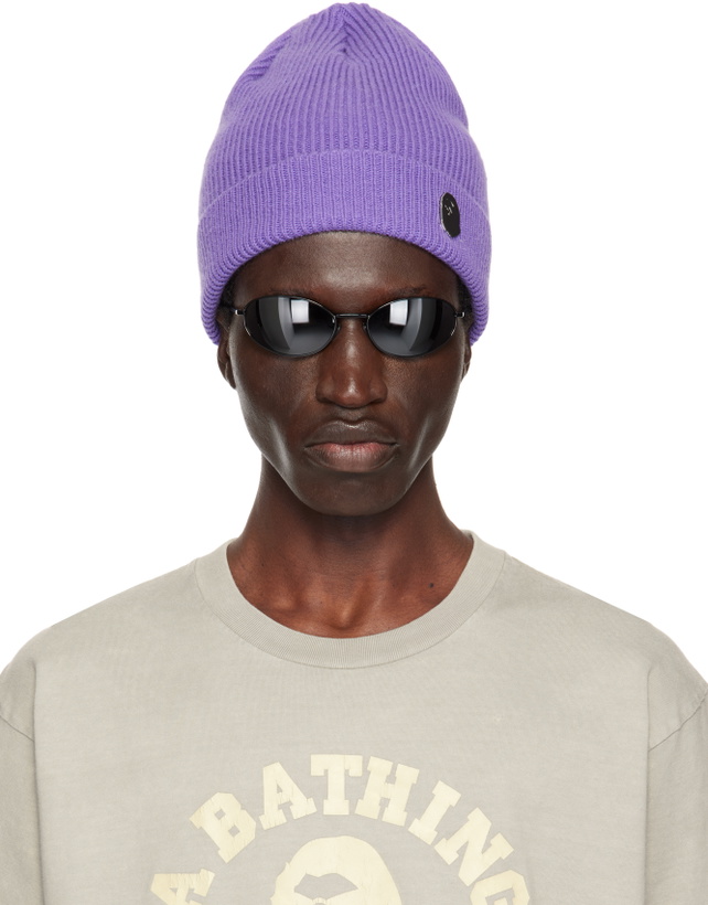 Photo: BAPE Purple One Point Knit Beanie