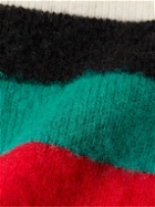 Drake's - Striped Brushed-Wool Sweater - Black