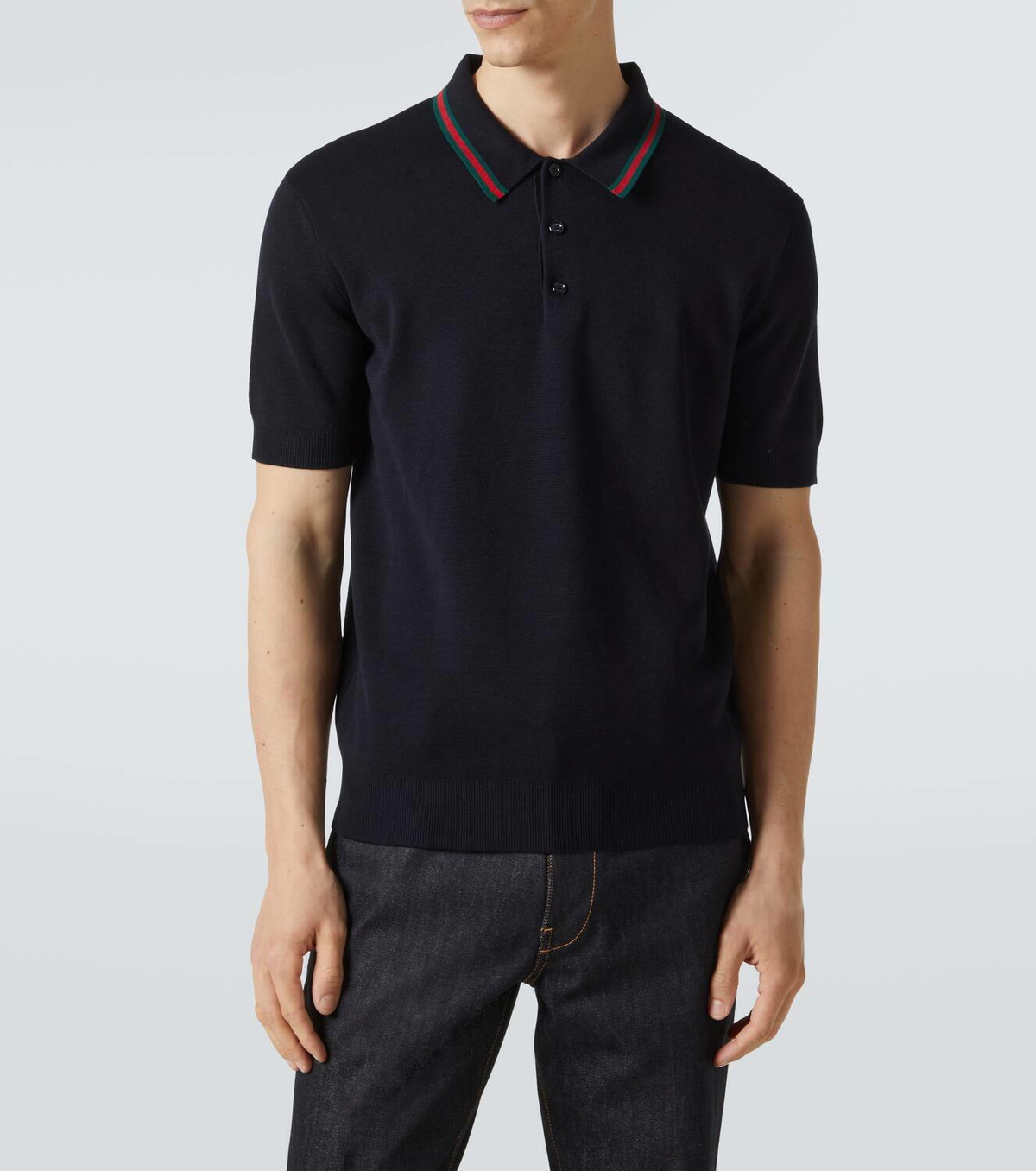 Gucci Web Stripe silk and cotton polo shirt