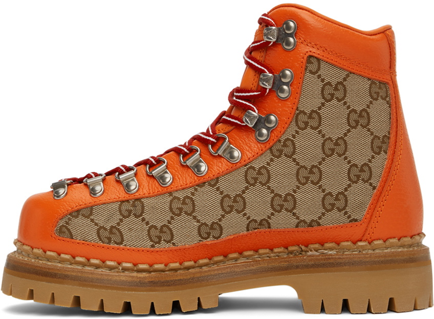 Gucci Orange The North Face Edition Lace-Up Boots Gucci