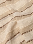 Loro Piana - Nakaumi Frayed Striped Silk, Linen and Cotton-Blend Scarf