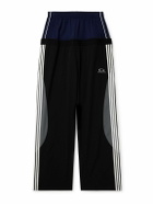 Balenciaga - Wide-Leg Layered Striped Tech-Jersey and Shell Track Pants - Blue