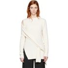 3.1 Phillip Lim Off-White Ribbed Off-the-Shoulder Pullover
