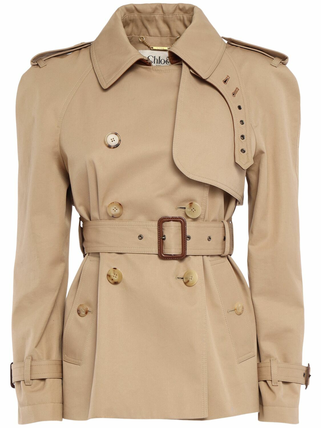 CHLOÉ Cotton Gabardine Short Trench Coat