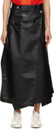 Junya Watanabe Black Asymmetric Faux-Leather Maxi Skirt