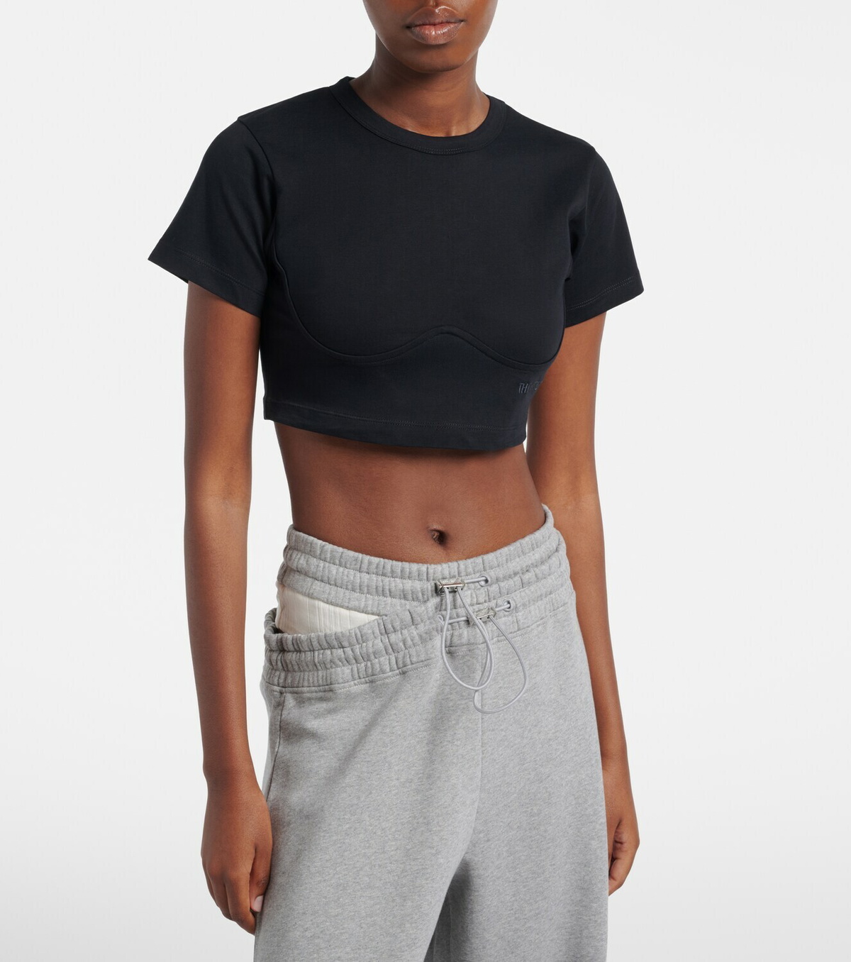 The Attico Cropped cotton jersey T-shirt