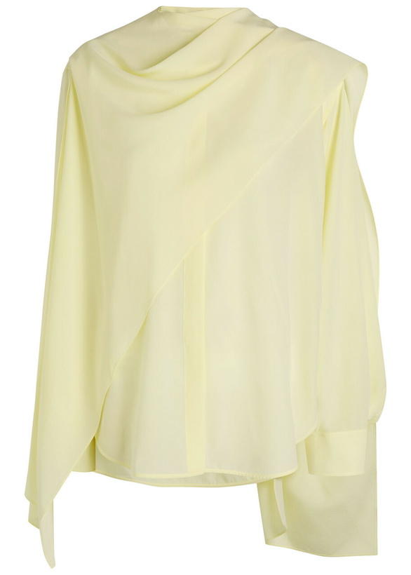 Photo: Calvin Klein Kiki Scarf-effect Silk-crepe Blouse Yellow Lemon