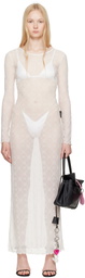 Marine Serre White Moonogram Mesh Flock Maxi Dress