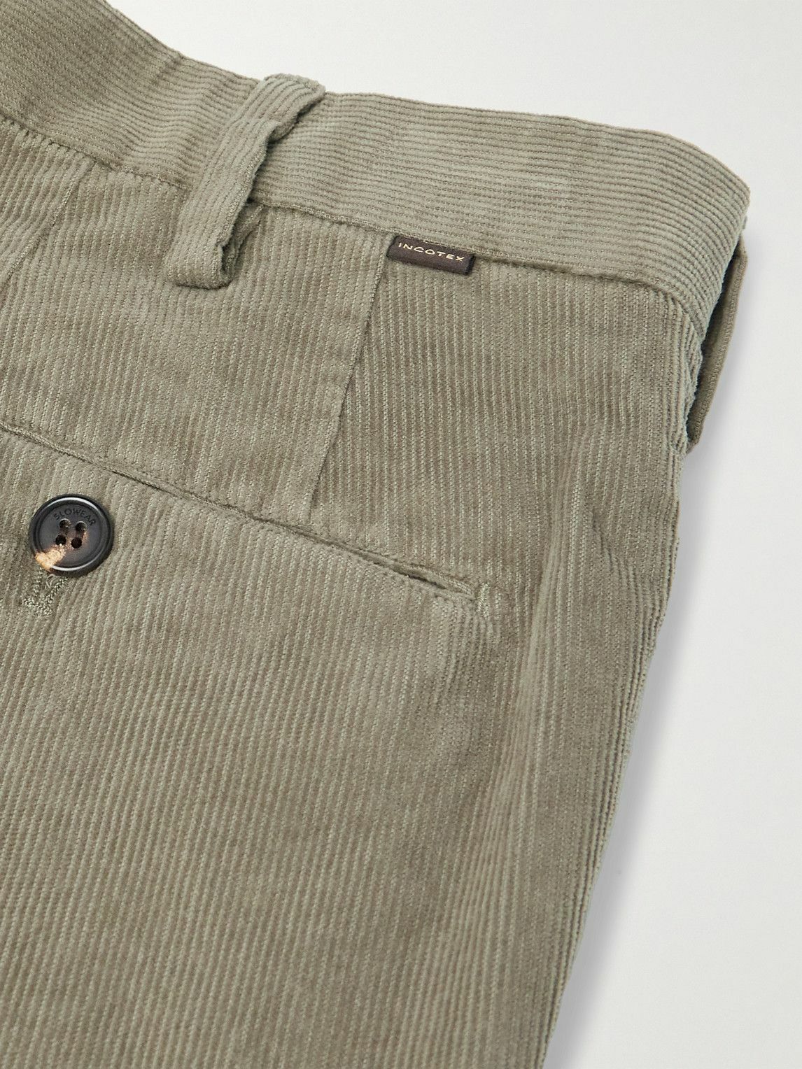 Incotex - Straight-Leg Cotton-Blend Corduroy Trousers - Green