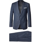 Hugo Boss - Navy Hutson/Gander Slim-Fit Checked Virgin Wool and Cotton-Blend Three-Piece Suit - Blue