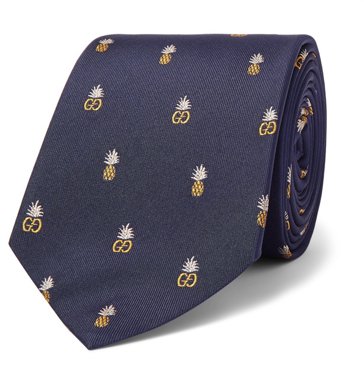 Photo: Gucci - 7.5cm Logo-Jacquard Silk-Twill Tie - Blue
