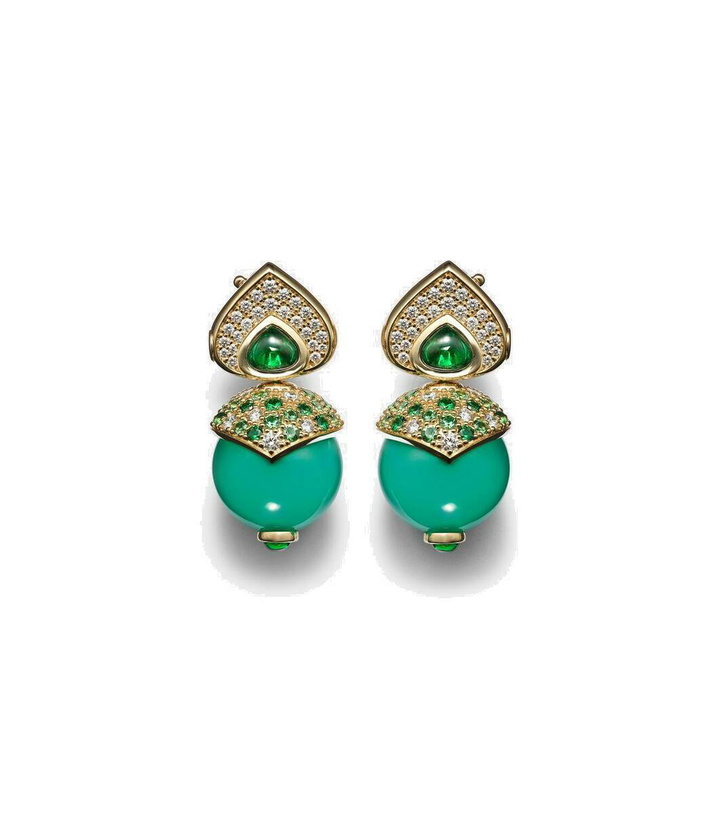Photo: Marina B Stetlia 18kt gold earrings with chrysoprase and gemstones
