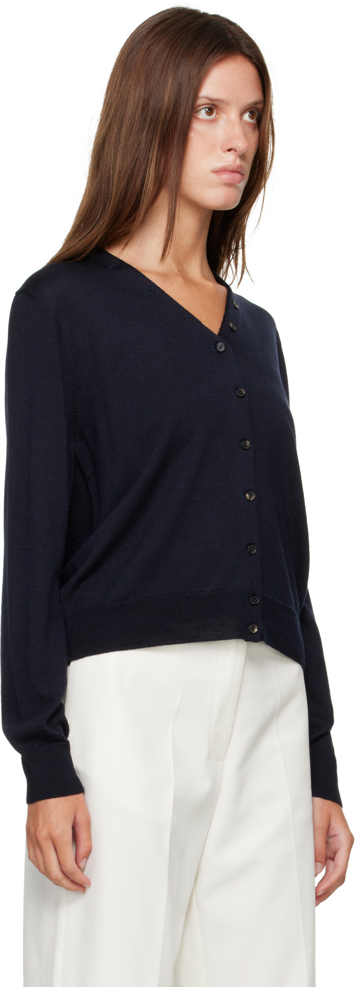 Cordera Navy Merino Wool Button Cardigan