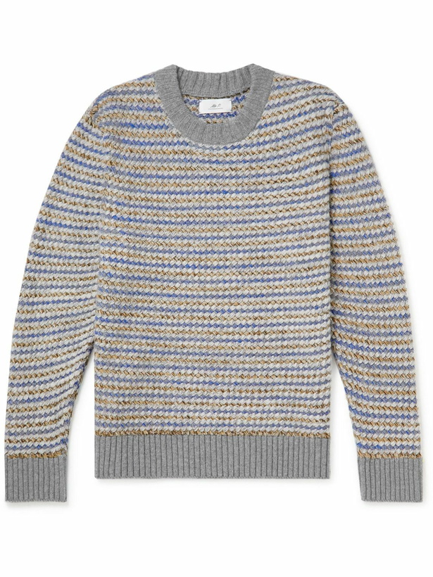 Photo: Mr P. - Striped Merino Wool Jacquard Sweater - Blue