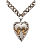 Alexander McQueen Silver and Gold Heart Locket Charm Necklace