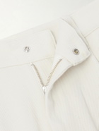 ATON - Wide-Leg Pleated Cotton-Twill Trousers - Neutrals