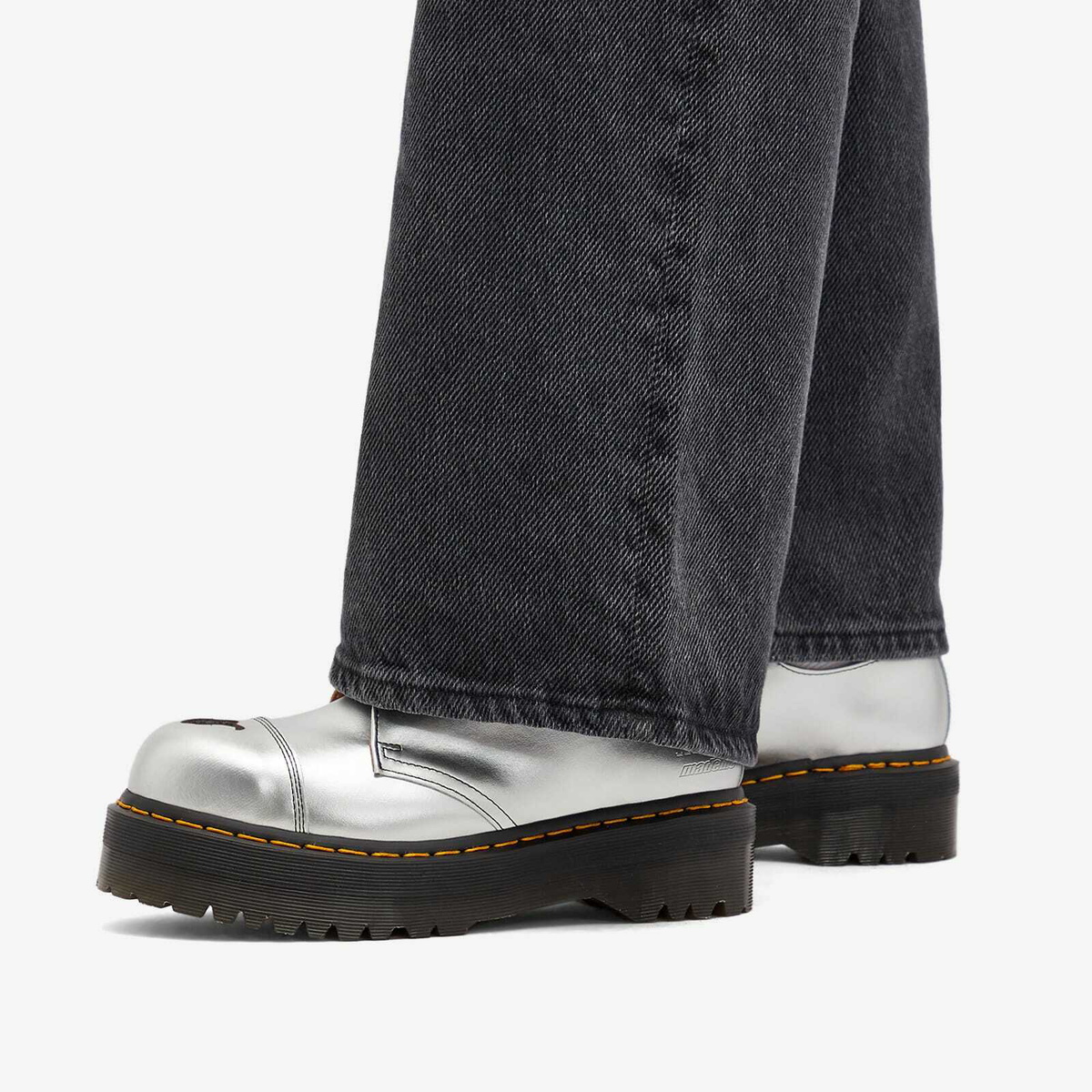 Dr Martens x MADEME 1461 QUAD★コラボ★3ホール★厚底★SILVER Silver Dr. Martens Edition 1461 Quad Derbys by MadeMe on Sale