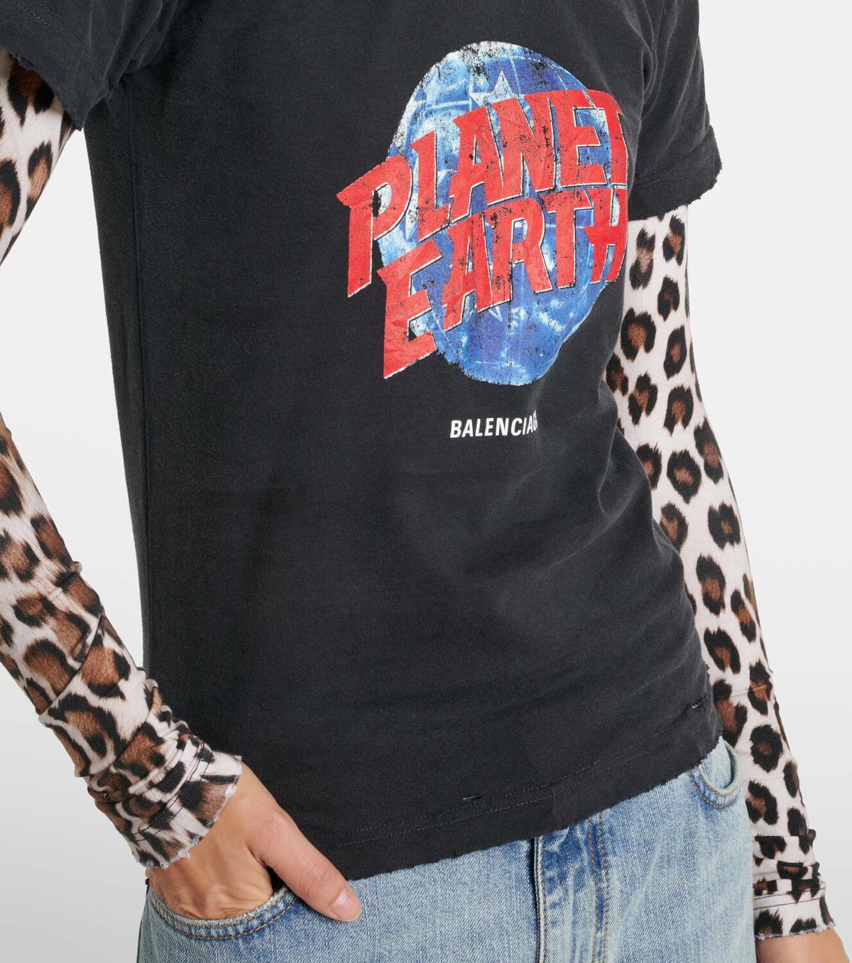 Balenciaga Planet Earth layered jersey T-shirt Balenciaga