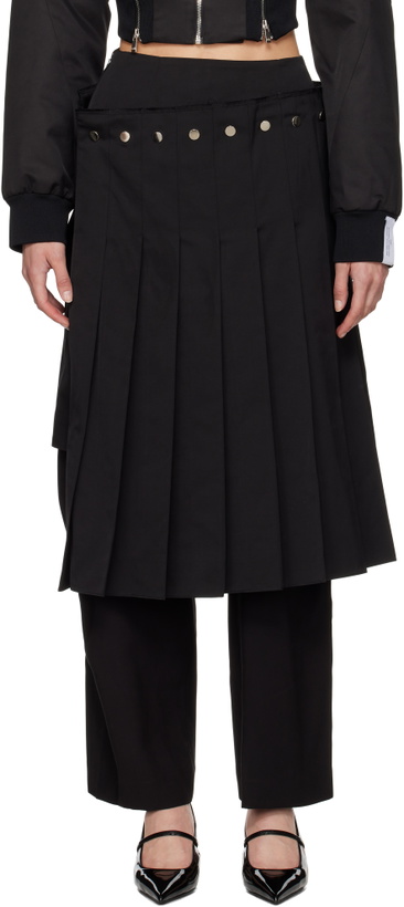 Photo: Rokh Black Double Layered Pleated Midi Skirt