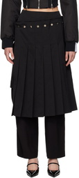 Rokh Black Double Layered Pleated Midi Skirt