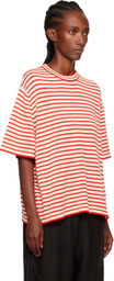 Cordera Off-White & Red Organic Cotton Oversized Striped T-shirt