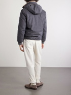Brunello Cucinelli - Shearling-Trimmed Wool Hooded Down Jacket - Gray