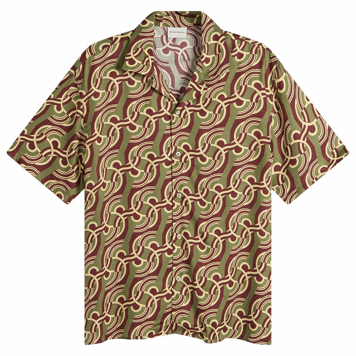 Drôle de Monsieur Men's Viscose Chain Link Monogram Shirt in Brown