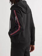 Moncler - Logo-Appliquéd Striped Cotton-Jersey Zip-Up Hoodie - Black