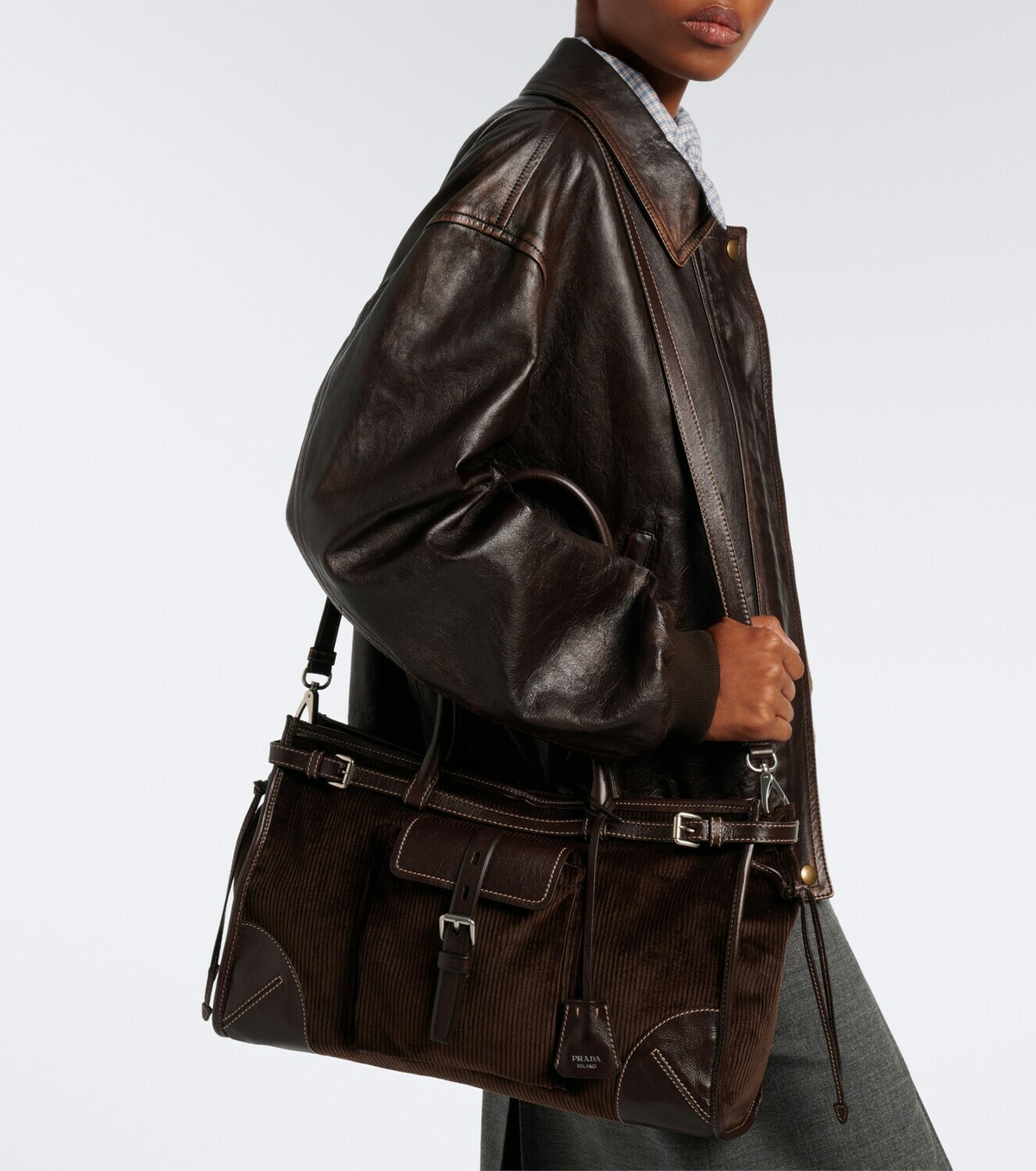 Prada Prada Bonnie Large corduroy shoulder bag
