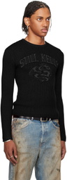 Still Kelly Black Crewneck Rib Sweater