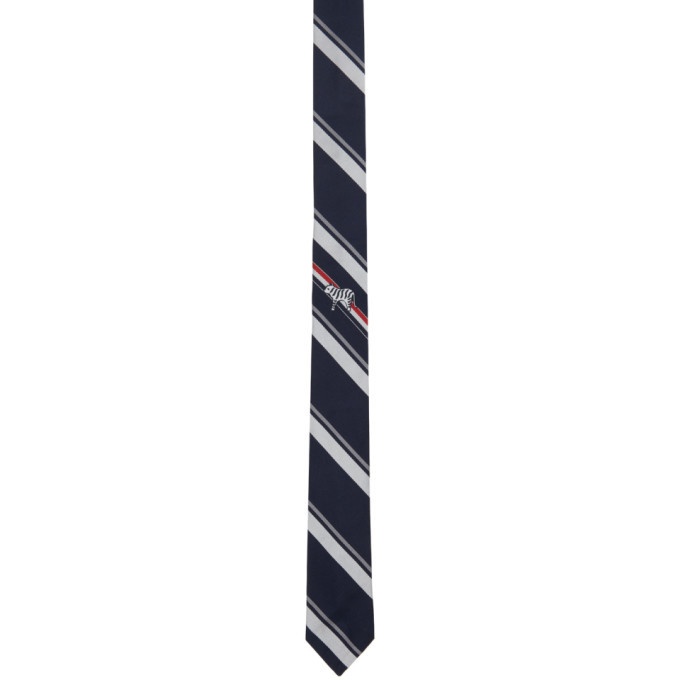 Photo: Thom Browne Navy Silk Stripe Classic Tie