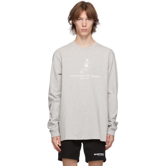 Photo: Sporty and Rich Grey Live Longer Long Sleeve T-Shirt