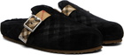 Burberry Black Check Shearling Urchin Clogs