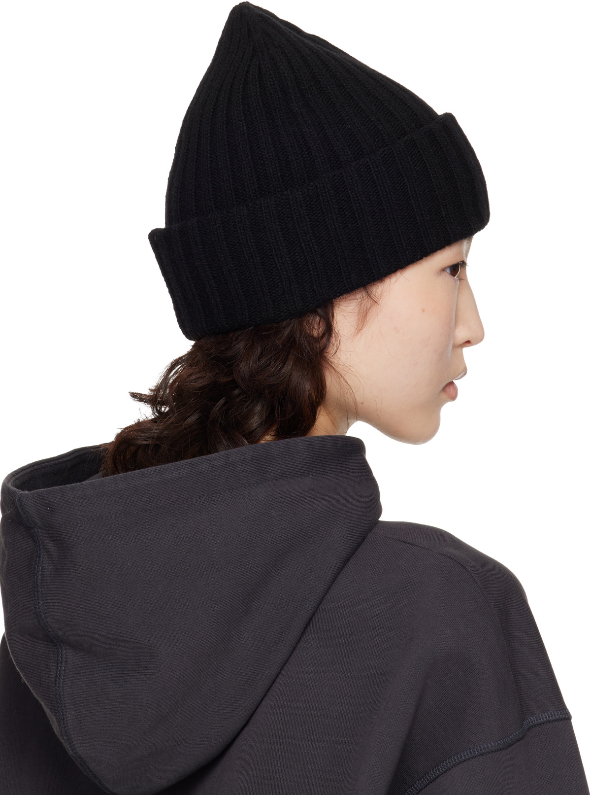 GANNI Black Wool Knit Beanie