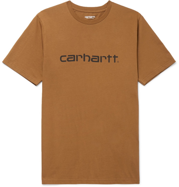 Photo: Carhartt WIP - Logo-Print Cotton-Jersey T-shirt - Brown