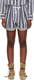 Isabel Marant Etoile Navy & Off-White Nirma Summer Striped Shorts