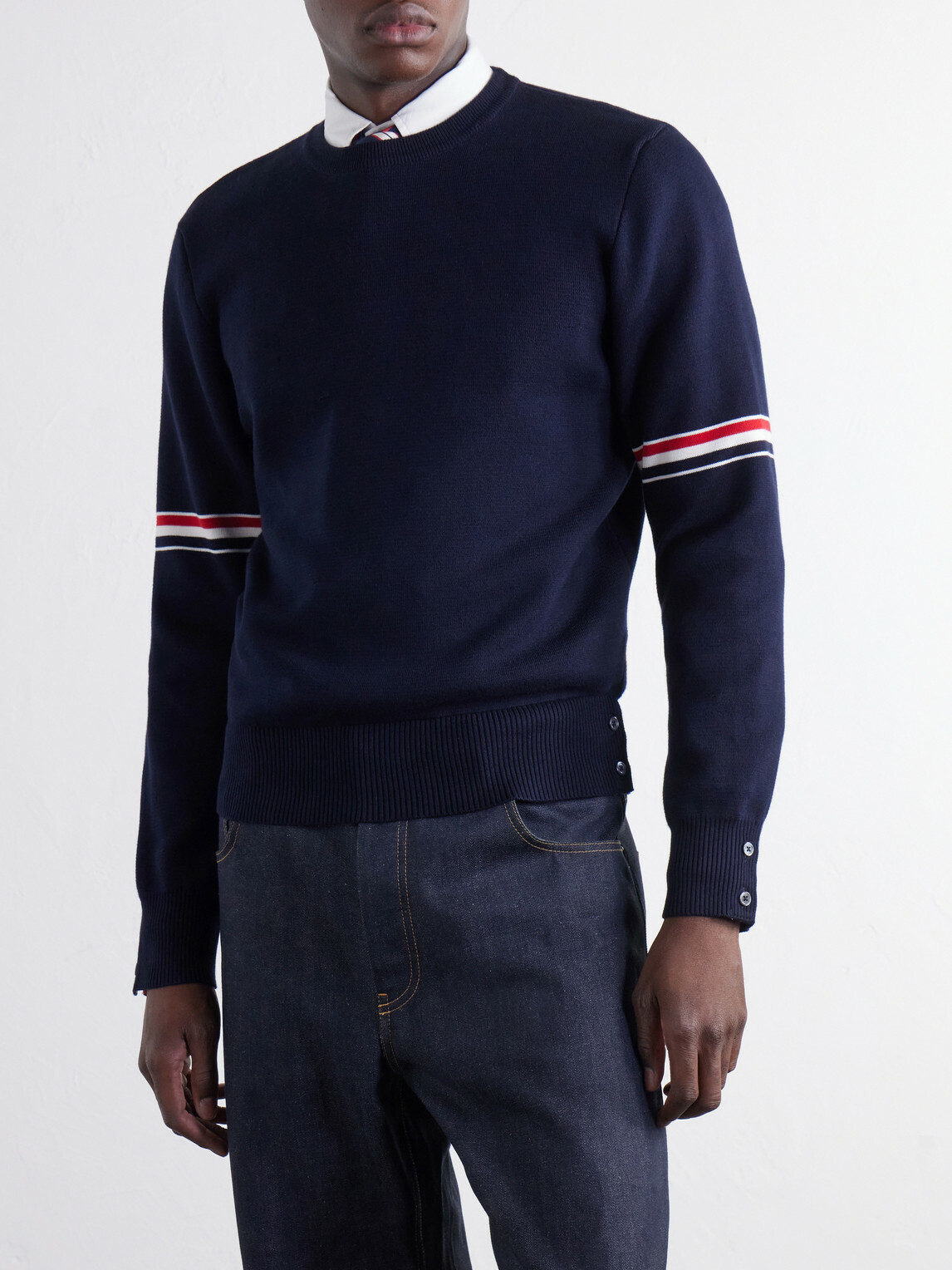 Thom Browne - Striped Cotton Sweater - Blue