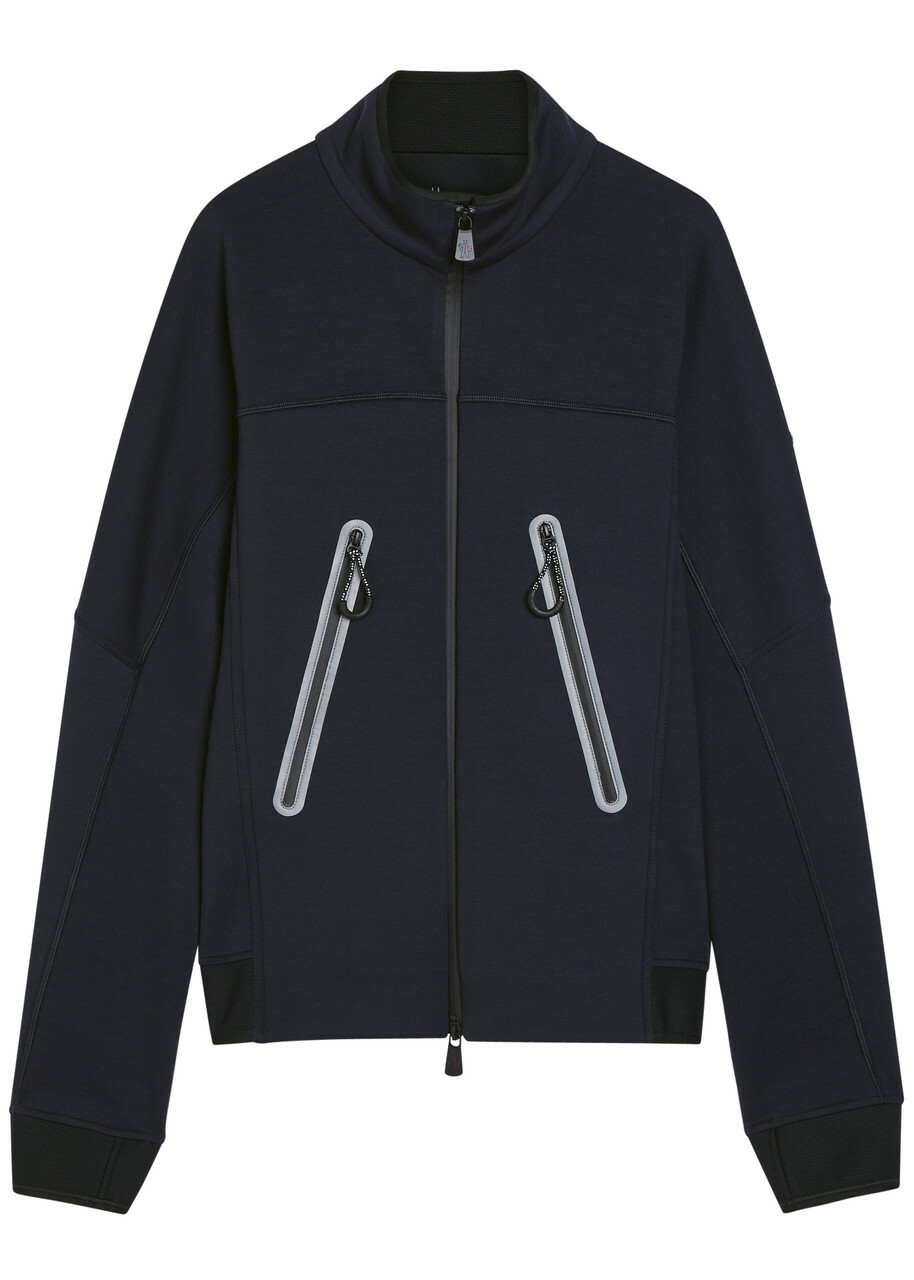 Moncler Grenoble Logo-appliquéd Stretch-jersey Sweatshirt Navy