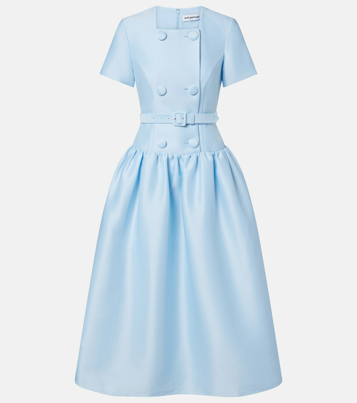 Self-Portrait Belted taffeta midi dress
