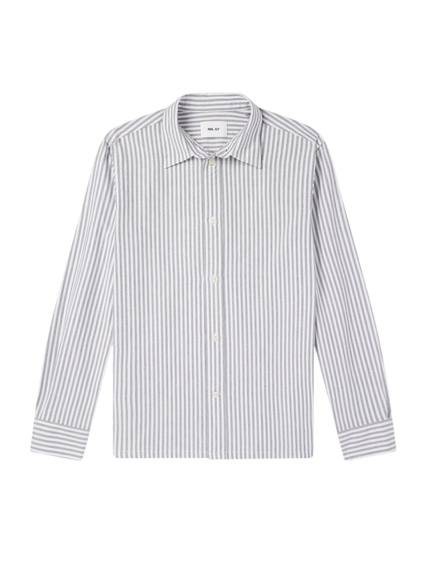 Photo: NN07 - Colby 5910 Button-Down Collar Striped Organic-Cotton Oxford Shirt - Gray