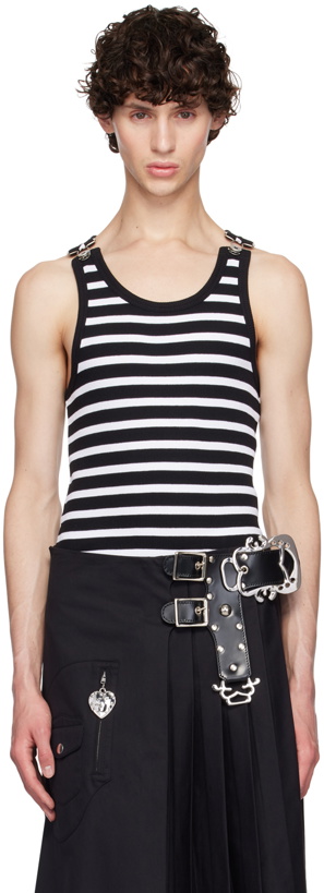 Photo: Jean Paul Gaultier Black & White 'The Strapped Marinière' Tank Top
