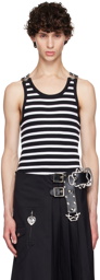 Jean Paul Gaultier Black & White 'The Strapped Marinière' Tank Top