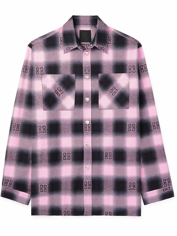 Photo: Givenchy - Oversized 4G Checked Cotton Shirt - Pink