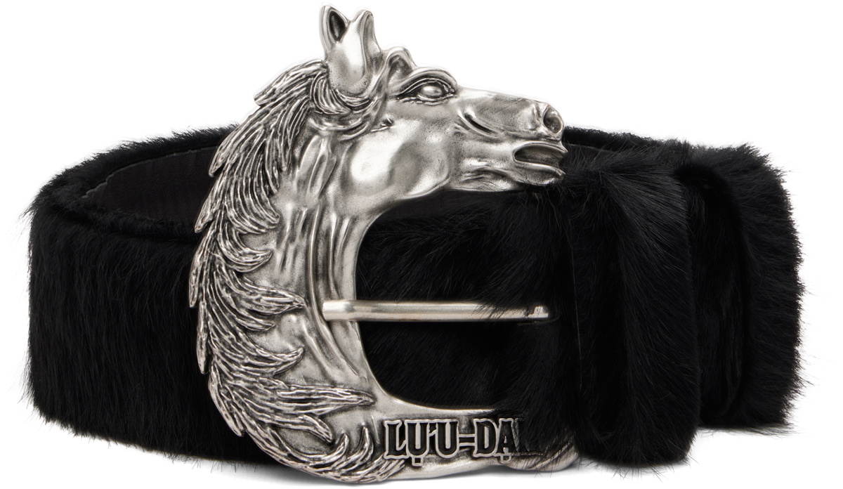 LU'U DAN Black 'Year of the Horse' Pony Hair Cowboy Belt