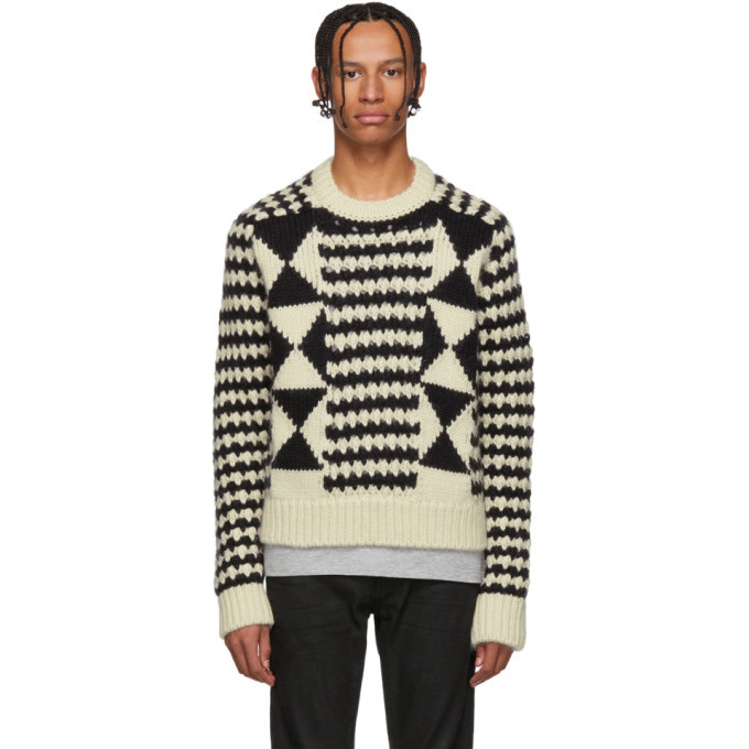 Saint Laurent Black and White Multi Pattern Sweater Saint Laurent