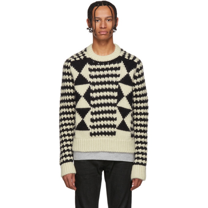 Photo: Saint Laurent Black and White Multi Pattern Sweater