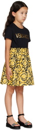 Versace Kids Black & Gold Barocco Dress